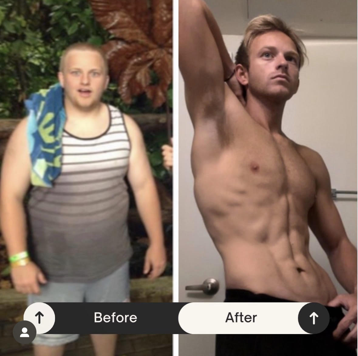 Daniel's transformation — 260 lbs to 130 lbs